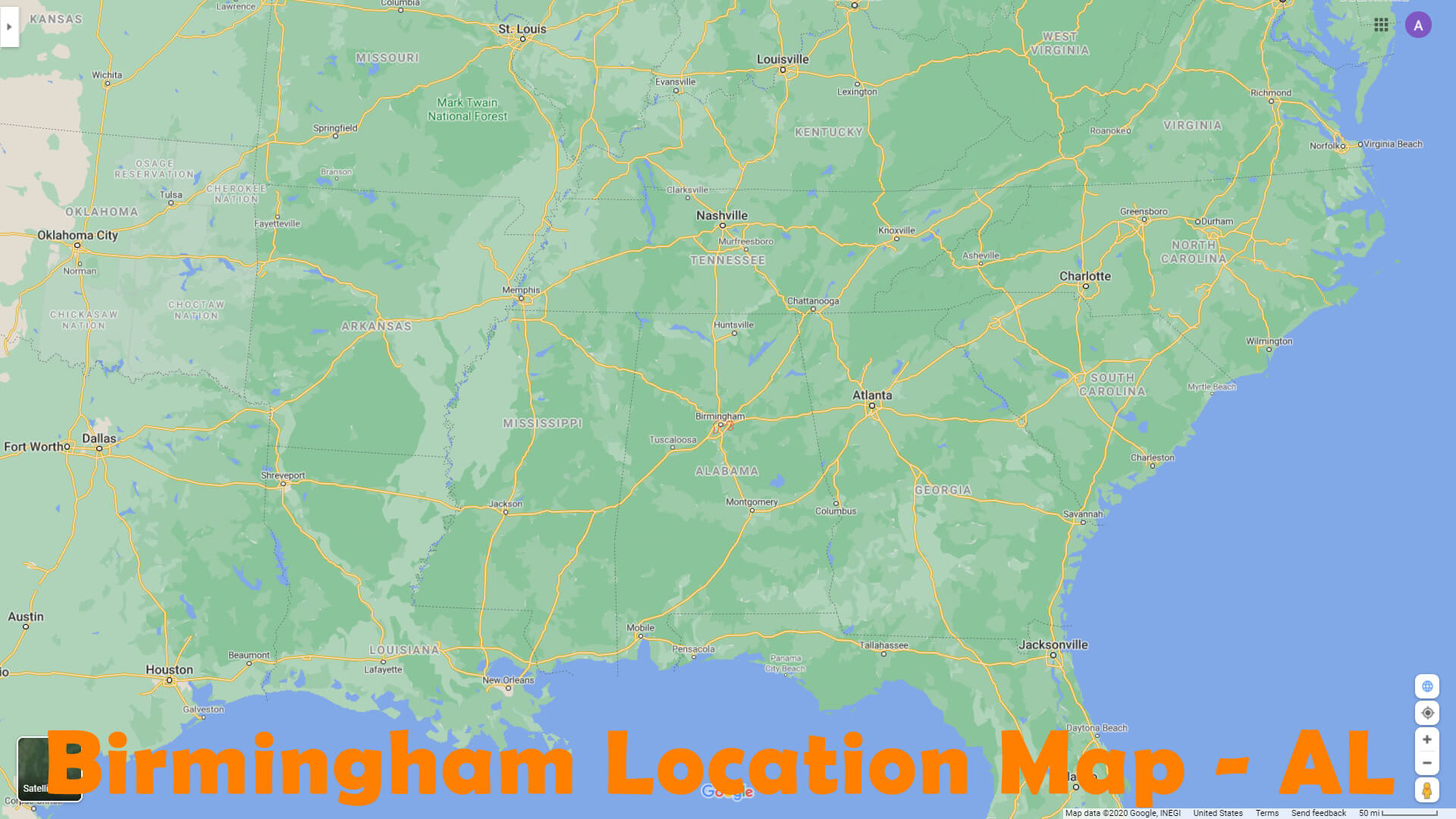 Birmingham Location Map   AL